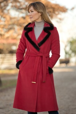 Women's Daveen Cashmere Coat with Mink Fur Trim