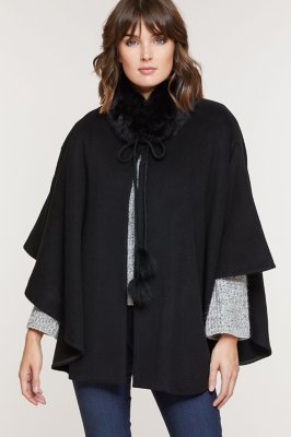 Women's Monterey Cashmere Cape with Fox Fur Trim