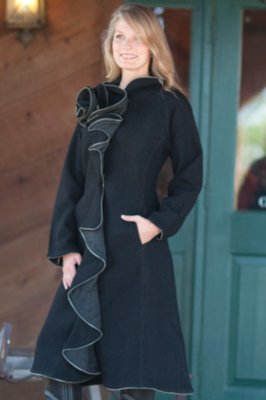 Women’s Zipper Rose Boiled Wool Coat