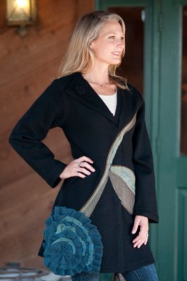 Women’s Tumble Flower Boiled Wool Coat