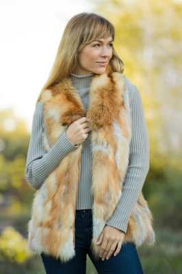 Women's Laura-Lee Red Fox Fur Vest