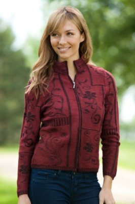 Women's Zip Front Alpaca Sweater