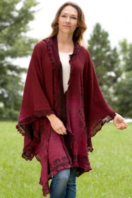 Women’s Hooded Reversible Alpaca Shawl