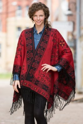 Women's Swirl Reversible Alpaca Wool Shawl