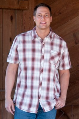 Men's Lafayette Red Herringbone Plaid Shirt