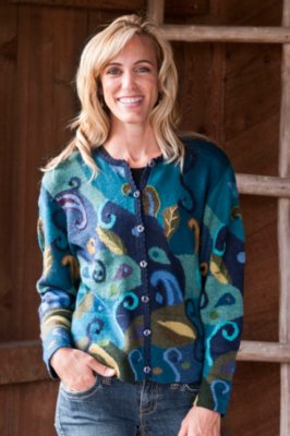 Women's Alpaca Sweater with Painted Buttons