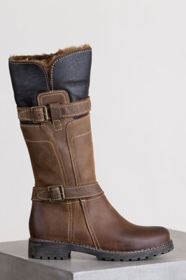 Women's Overland Adelyn Wool-Lined Leather Boots with Shearling Trim, BROWN 88