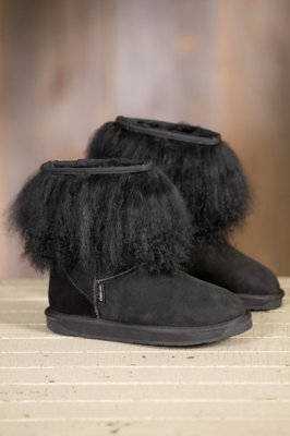 Women's Overland Roxanne Sheepskin Boots with Tibetan Wool Trim, BLACK