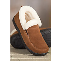 Women's Overland Harper Shearling-Lined Suede Slipper Shoes, COGNAC