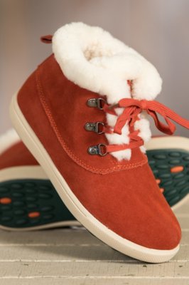 Women's Overland Ruby Shearling-Lined Suede Hi Top Shoes, RED