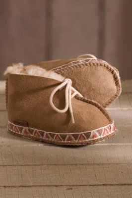 Sheepskin Baby Booties with Teepee Braid