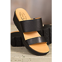 Women's Kork-Ease Kane Leather Slide Sandals, BLACK