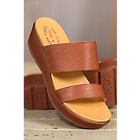 Women's Kork-Ease Kane Leather Slide Sandals, BROWN