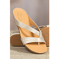Women's Kork-Ease Devoe Leather Slide Sandals, LIGHT GOLD METALLIC