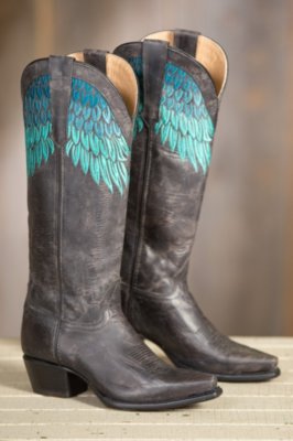 Women's Sonora Kelly Leather Cowboy Boots, GRAY