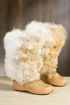 Women's Stratton Wool-Lined Coyote Fur and Calfskin Boots, NATURAL BEIGE