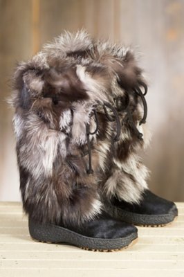 Women's Volpe Plus Shearling-Lined Fox Fur and Calfskin Boots, SILVER FOX