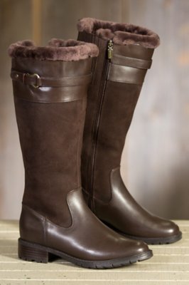 Women's Blondo Via Shearling-Lined Waterproof Leather Boots, CAFE