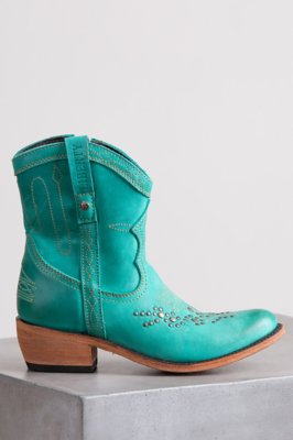 Liberty Black Leather Short Cowboy Boot, MULAN TURQUOISE