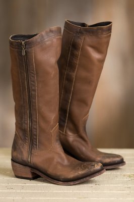 Women's Liberty Black Distressed Leather Cowboy Boots, DELANO MOUSSE