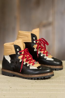 Women's Ammann Valbella 3 Cowhide Leather Boots, BLACK/WHITE