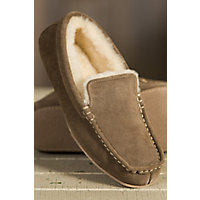 Men's Overland Grayson Sheepskin-Lined Suede Moccasin Slippers, MOOSE SUEDE