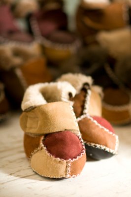 Patchwork Sheepskin Baby Booties, MULTI, Size 12
