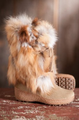 Women's Fox Trot Leather and Fox Fur Boots 