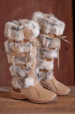 Women’s Linda Leather and Rabbit Fur Boot