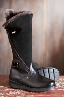 Women's Tall London Leather Boots with Shearling Lining