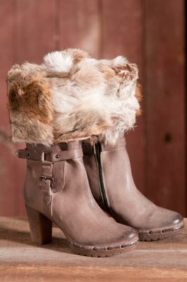 Women’s Felicity in Italy Leather Boots with Rabbit Fur Trim