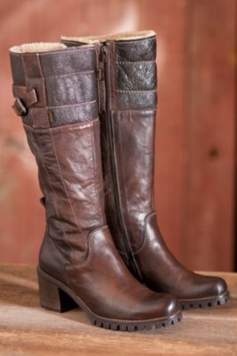 Women's Silvana in Italy Leather Boots with Shearling Lining, HOT TMORO/STORM BOSCO, Size EU38