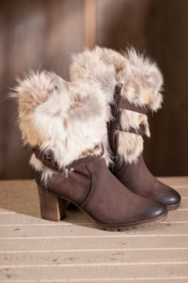 Women's Rosaria in Italy Leather Boots with Rabbit Fur Trim