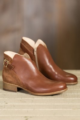 Women's Overland Marta Leather Short Boots, MARRONE/COGNAC