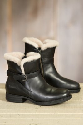Women's Born Kaia Shearling-Lined Leather Boots, BLACK