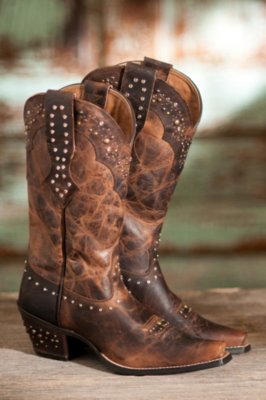 Women's Ariat Rhinestone Leather Cowboy Boots 
