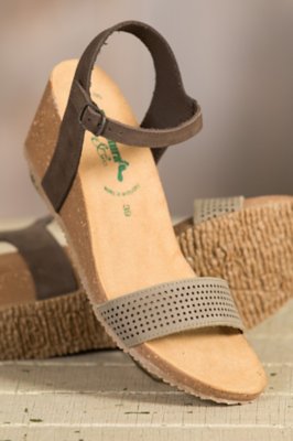 Women's Bos & Co Sarafina Leather Wedge Sandals, KHAKI/T MORO