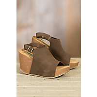 Women's Bos & Co Sheila Suede Slingback Wedge Sandals, BROWN/EXPRESSO