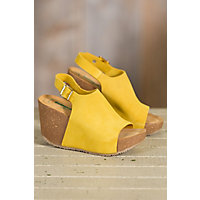 Women's Bos & Co Sheila Suede Slingback Wedge Sandals, YELLOW/OCRA
