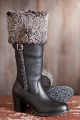 Women's Juliana Tall Waterproof Leather Boots with Shearling Lining
