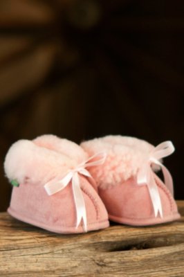 Sheepskin Baby Booties, PINK, Size LARGE