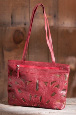 Women’s Hand-Tooled Leather Tote 