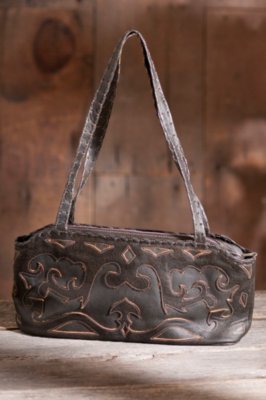 Women’s East-West Hand-Tooled Leather Handbag 