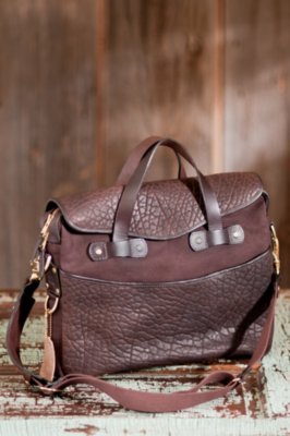 Handcrafted Canvas and Bison Leather Briefcase