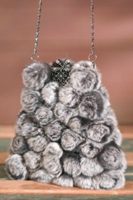 Women’s Rabbit Fur Rosette Handbag 
