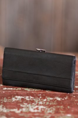 Women's Deluxe Framed Leather Clutch Wallet