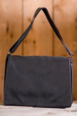 Leather Messenger Bag, BLACK, Size 1 SIZE