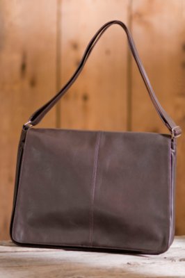Leather Messenger Bag, MOCHA, Size 1 SIZE