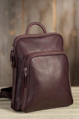 Women's Large Organizer Leather Backpack Handbag