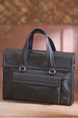 Euro Flap Leather Briefcase